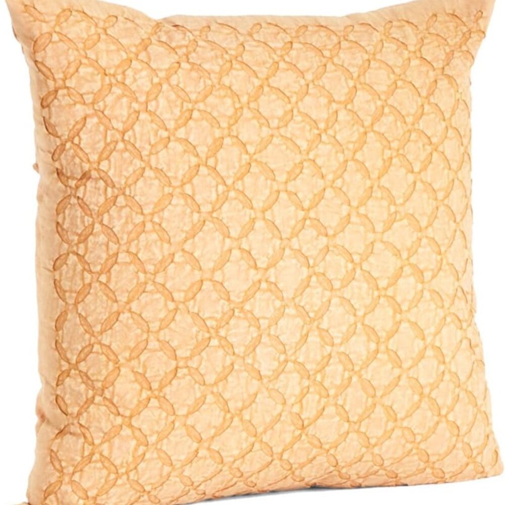 Applique Sheeting Nirali Down-Filled Throw Pillow – 20” x 20” in Butterscotch